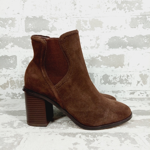 NEW Splendid Women's Marika Block Heel Suede Booties In Brown O149 - Picture 4 of 12